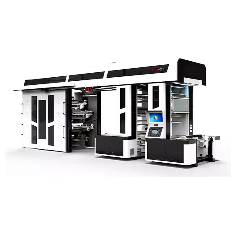 Máquina de impressão flexográfica de impressão central de alta velocidade com acionamento semi-servo de 8 cores